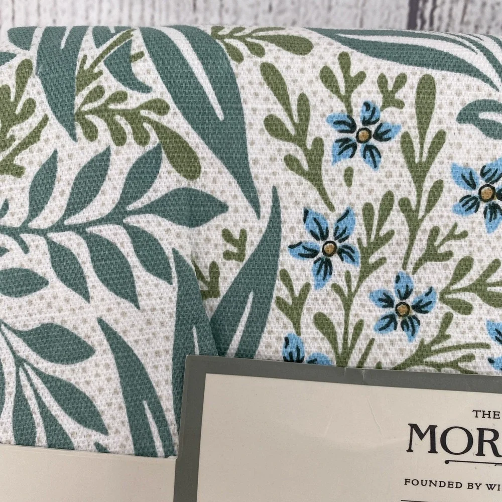 William Morris Shower Curtain Fabric Larkspur Mineral Floral Leaves Botanical